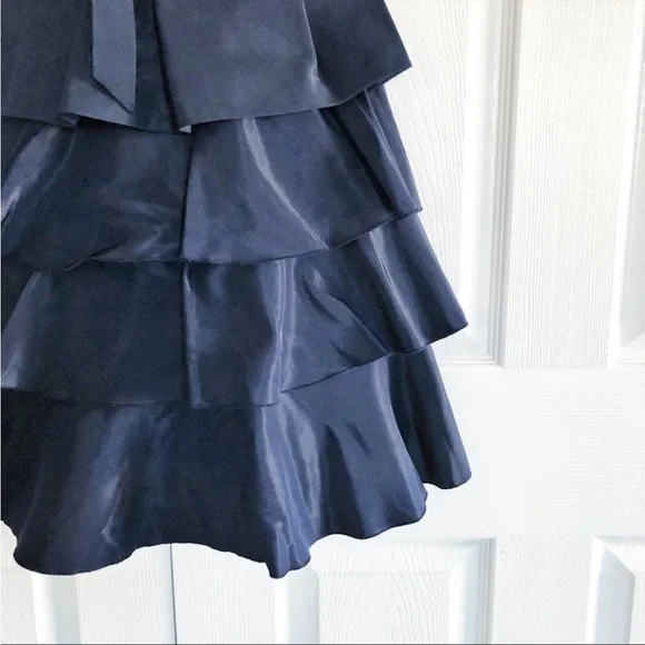 Rebecca Taylor Strapless Leather Tiered Ruffle Dress